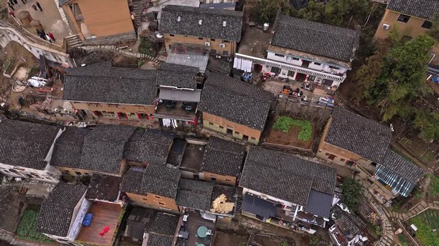 Aerial photo of Tulou in Anhui, China