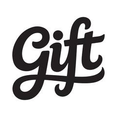 Black handwritten word gift on white background present word gift word