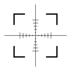 Fototapeta na wymiar Sniper rifle aim isolated on transparent background. Crosshair target choose destination icon. Aim shoot focus cursor. Bullseye mark targeting. Game aiming sight dot pointer. Vector PNG