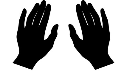 Obraz premium Praying Hands Black Silhouette PNG, Prayer Gesture Icon