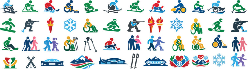 Fototapeta premium Winter Paralympics Sports Icons Set with Adaptive Sports Symbols