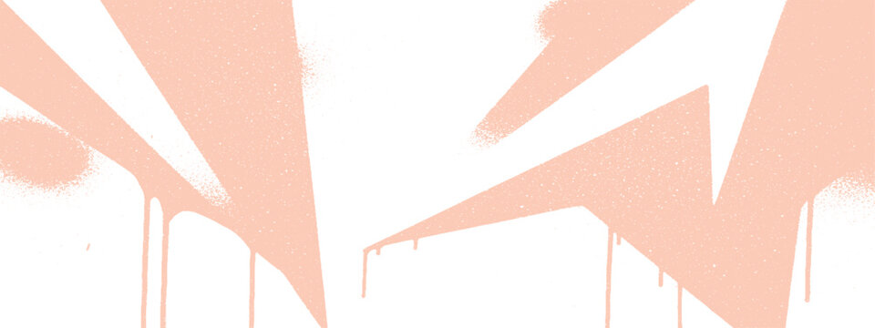 Retro graphic background with spray paint lightning bolts and drips in peach pastel color