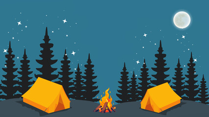 Grafika wektorowa, tapeta - góry, kemping, biwak © polanski.portfolio