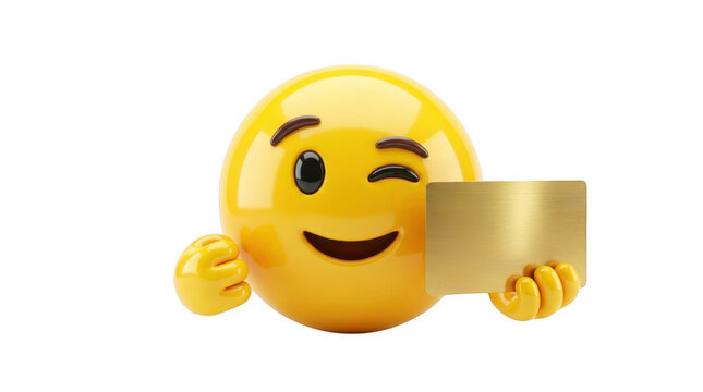 Happy cartoon character holding a blank envelope with a smiley face expression