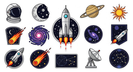 Collection of Space Exploration and Celestial Objects Icons. © Nayla