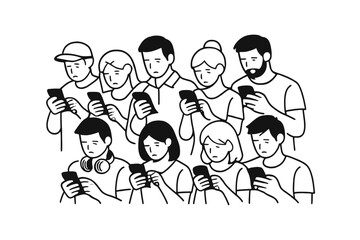 Naklejka premium Group of people using smartphones in a casual setting indoors during