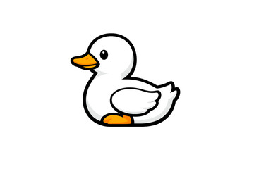 Obraz premium Friendly white duck swims in a pond during sunny afternoon in a park