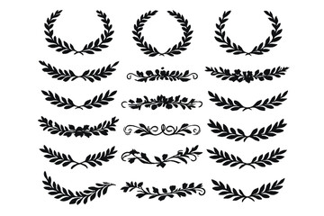 Obraz premium Decorative leaf designs arranged in various styles for use in art and