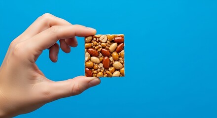 Obraz premium hand holding a nut brittle piece