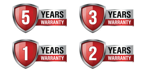 Warranty Shield Badge Set Illustration