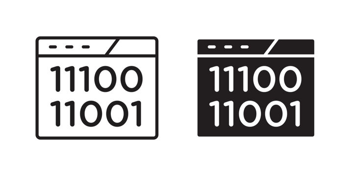 Binary code icon vector illustration designs pack. EPS10