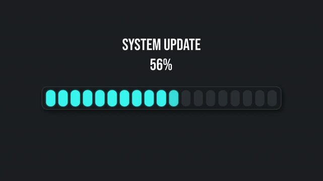 Digital system update progress bar interface reaching completion, modern UI loading indicator for software installation, operating system update, and technology processing screen.