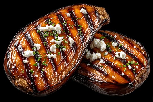 Grilled sweet potatoes with herbs cheese.