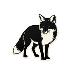 Obraz premium Stylized black and white fox illustration