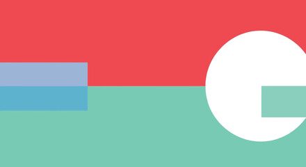 Abstract geometric shapes in red teal and blue a striking silhouette © ANISURRAHMAN