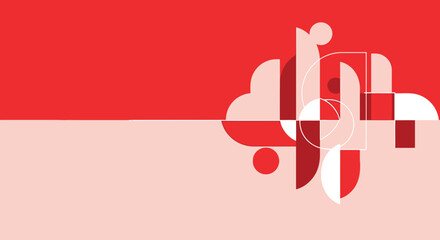 Abstract geometric shapes in red and white a striking silhouette © ANISURRAHMAN