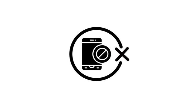 Mobile phone prohibition symbol with animation motion graphics