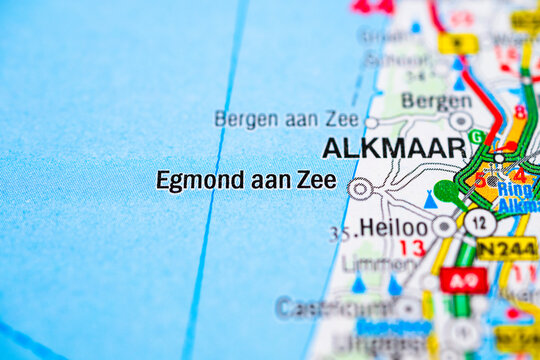 Detailed coastal map showing Egmond aan Zee and Alkmaar Netherlands.