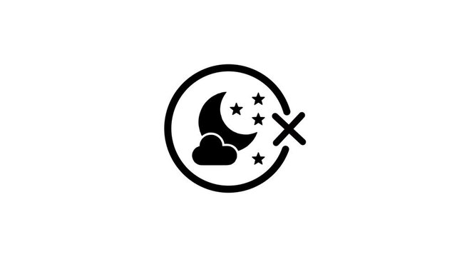 Night mode disabled icon graphic representing no night time functionality or sleep mode off