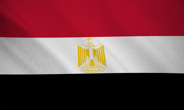 Egypt national flag waving fabric background
