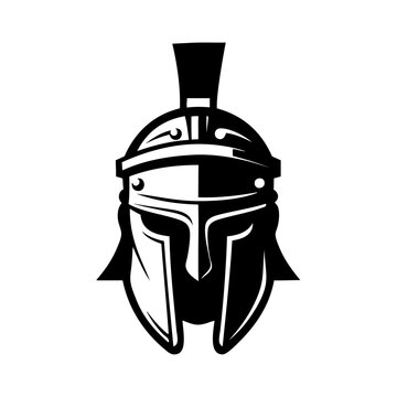 Logo casco de legionario romano. Icono con casco con penacho de guerrero romano 