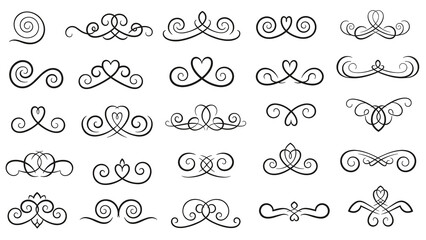 Elegant Flourishes Collection: Timeless Swirls, Curls, and Ornate Calligraphic Elements for Wedding Invitations, Branding, and Design Projects, Bringing a Touch of Sophistication and Romance