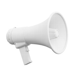 White megaphone isolated on a black background