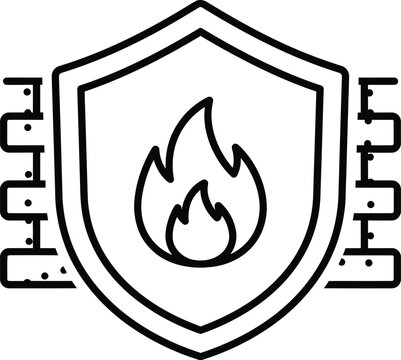 Shield with flame logo and binary code background