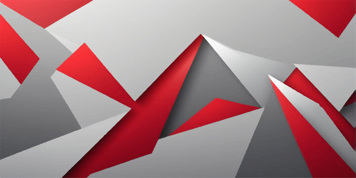 Abstract red and white background featuring a 3d origami paper bird fly design with geometric triangle shapes and vector business banner elements