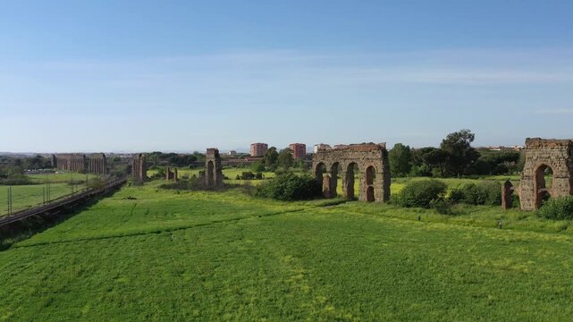 Video of the historic Aqueduct Park in Rome. Italy