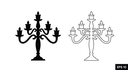 Elegant candelabras in contrasting styles a striking black silhouette © SAKINA