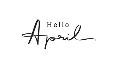 Hello April month text font calligraphy hand written lettering script black color object icon Hello April month season spring summer time happy holiday easter day egg hello april month celebration art © StreetOnCamara