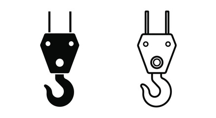 Two crane hook icons one filled and one outlined side by side © APIM02SN