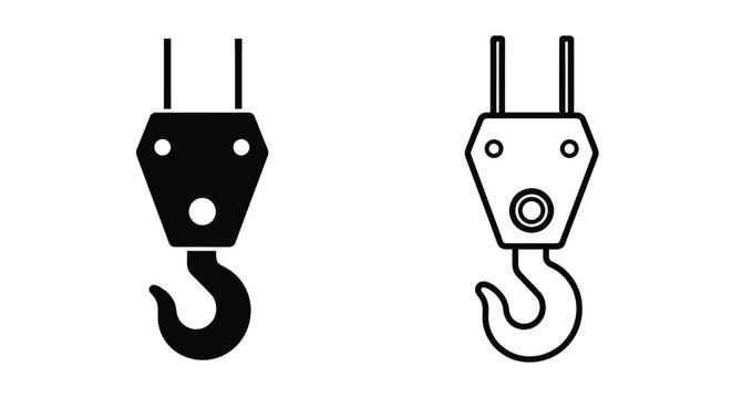 Two crane hook icons one filled and one outlined side by side