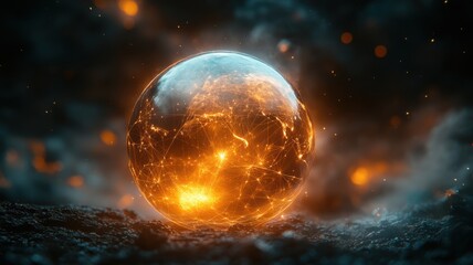Fototapeta premium Abstract Glowing Network Sphere Digital Future Concept network digital sphere glowing future concept