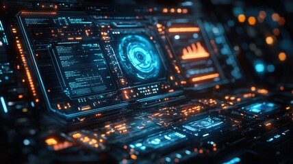 Fototapeta premium Futuristic Digital Technology Interface and Data Display Technology Digital Data Futuristic Hi-Tech