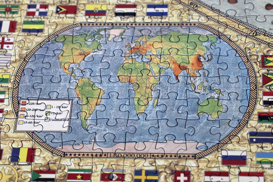 World map in puzzle style