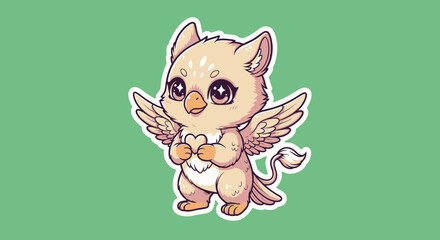 Obraz premium Cute Cartoon Gryphon with a Heart