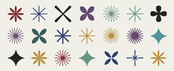 Collection of Geometric Star and Flower Shapes vector