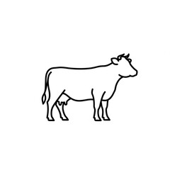 Obraz premium A minimalist line art illustration of a cow in a simple black outline on a white background
