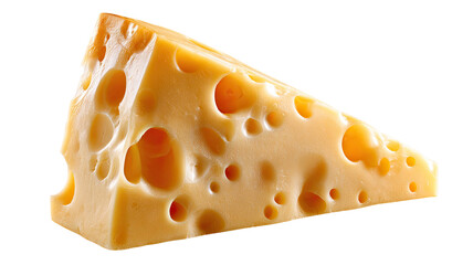 swiss cheese wedge with holes isolated on white background dairy food ingredient realistic cheese texture 