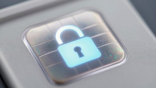 Digital Lock Icon On Security Interface Display