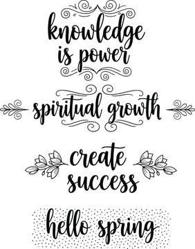 Inspirational quotes and floral designs in elegant black and white typography
