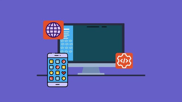 4K video clip technology, coding and programming for website backend work, mobile app interface design, and 2D animation concepts for software application development