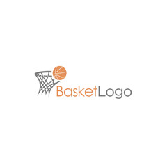 Minimalist Orange Basketball and Grey Net Icon for Team Branding on White Background Vector Logo Design. © Rizquna_art
