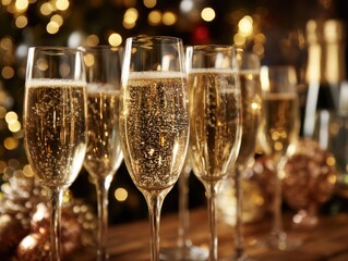 Champagne glasses filled with bubbly liquid celebration