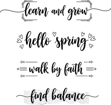 Inspirational quotes on a white background with decorative elements
