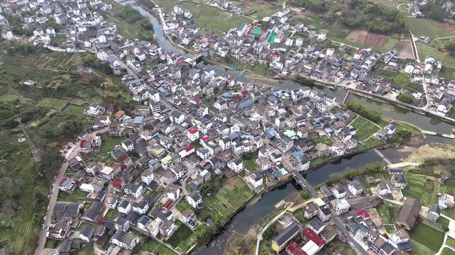 Aerial view of a village in Anhui Province