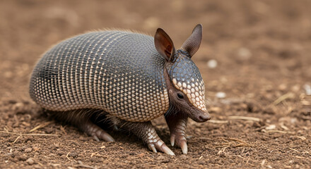 Obraz premium Armadillo in its natural habitat covered in protective scales