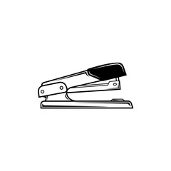 Stapler Office Supply Line Art Vector Illustration, Paper Stapling Tool Black and White Outline Icon for Workplace and Stationery Design